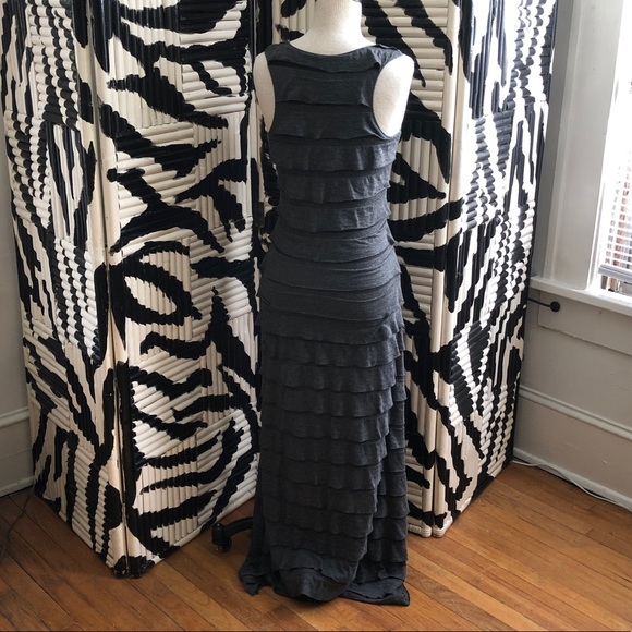 Max Studio Long Gray Layered Bodycon Dress Small - Picture 4 of 6